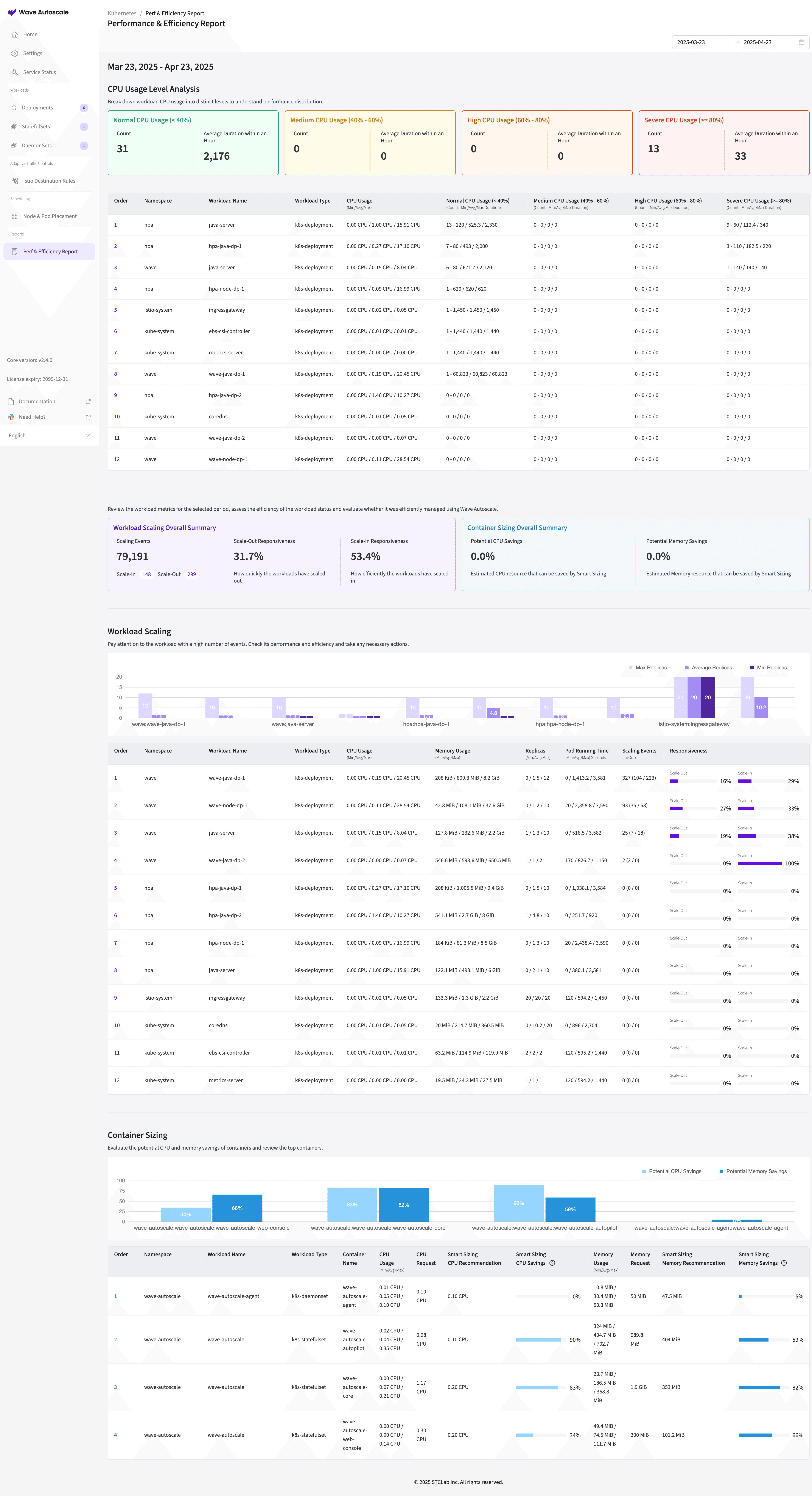 CPU Usage in Report