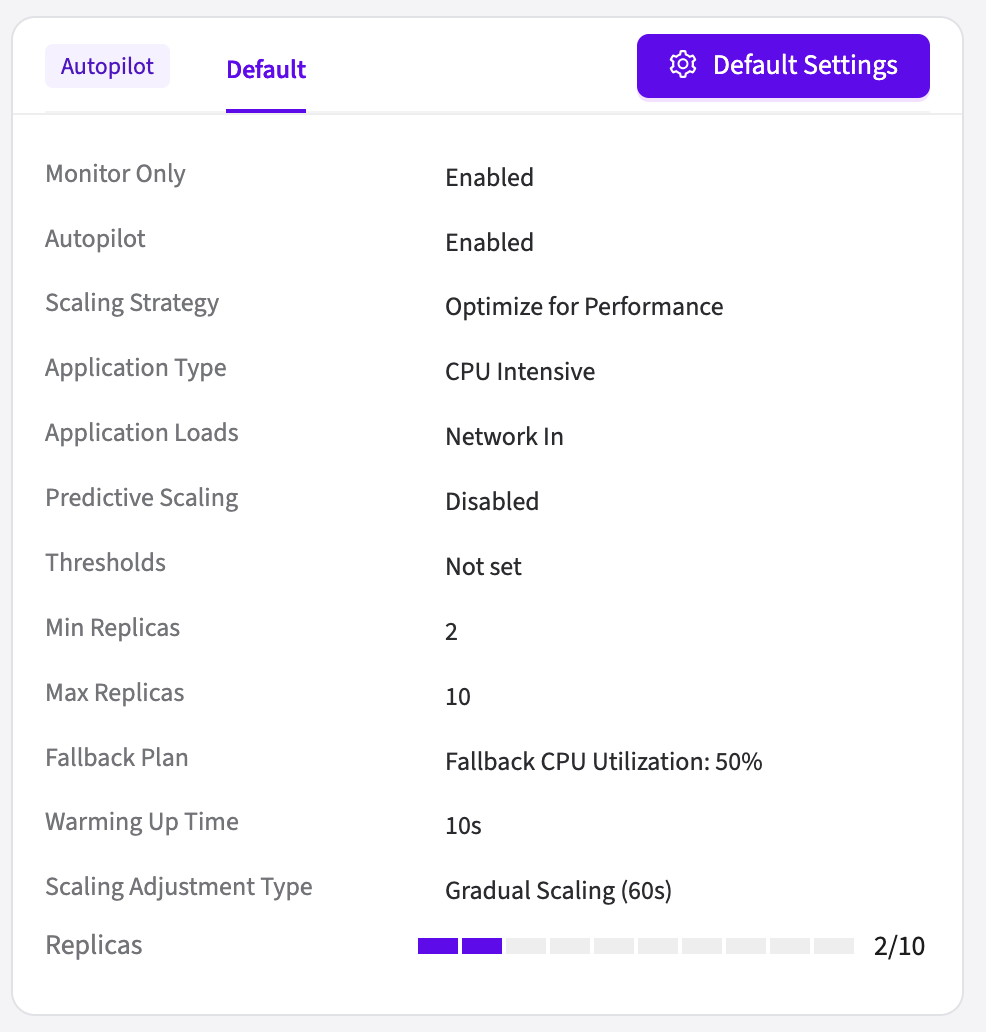 Autopilot Setting in Wave Autoscale