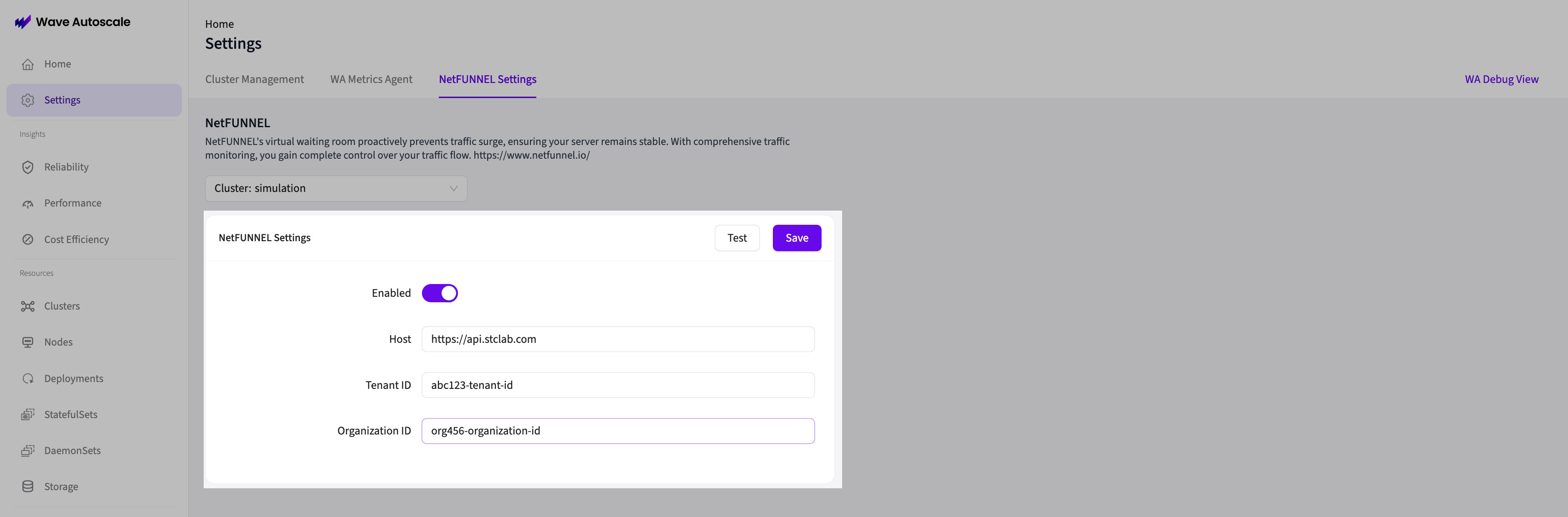 NetFunnel Settings Tab