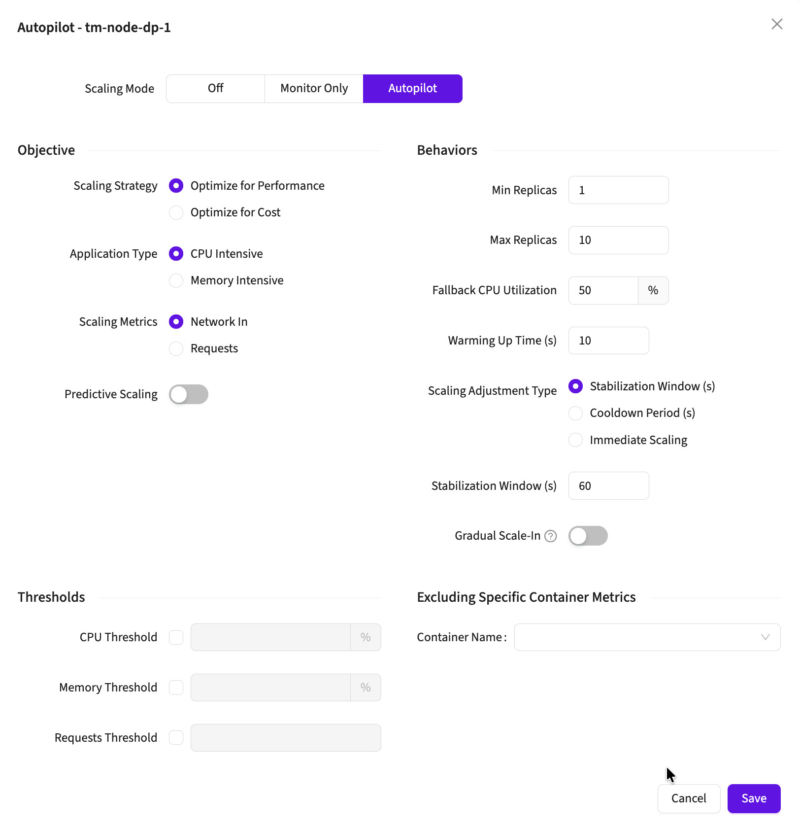 Autopilot Configuration Modal