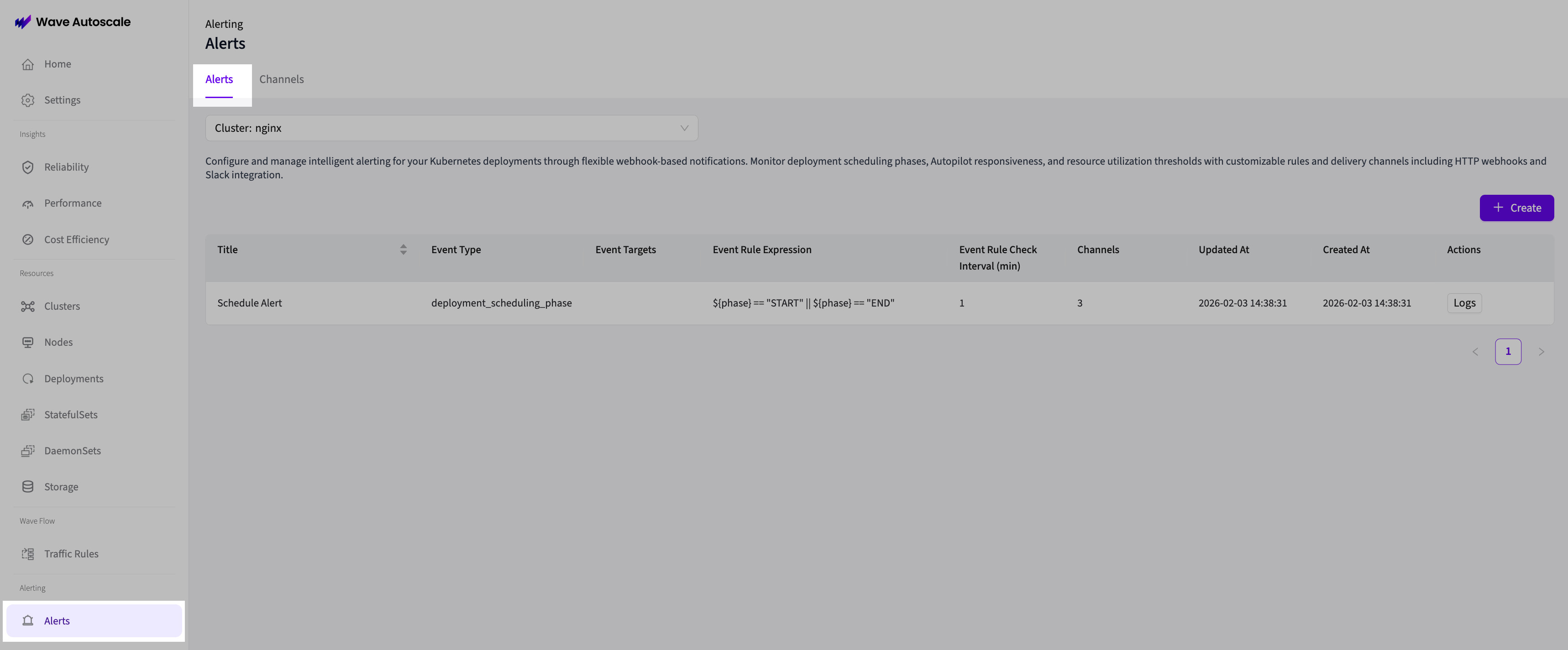Wave Console Alerts Menu